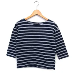 アーバンリサーチ URBAN RESEARCH ボートネック ボーダー カットソー Tシャツ コットン 綿 七分袖 F 紺 ネイビー /NT13