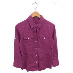 セオリーリュクス theory luxe シャツ ブラウス ステンカラー リネン 薄手 長袖 40 紫 パープル /TT