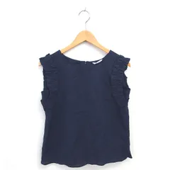 テチチ Te chichi タグ付き ブラウス カットソー フリル プルオーバー ノースリーブ FREE ネイビー 紺 /TT