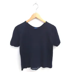 ブルーレーベルクレストブリッジ BLUE LABEL CRESTBRIDGE カットソー ニット 切り替え メッシュ 透け感 半袖 38 ネイビー 紺 /TT