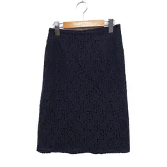 N.Natural Beauty Basic N.ナチュラルビューティーベーシック レース タイトスカート ひざ丈 コットン 綿 M ネイビー 紺 /FT26