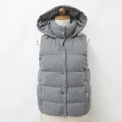 ジーユー GU ベスト 中綿 フード スタンドカラー グレー S