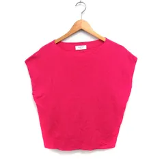 オペークドットクリップ OPAQUE.CLIP コットン ニット セーター フレンチスリーブ ボートネック 無地 36 S ショッキングピンク /FT5