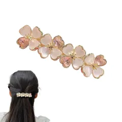 バレッタ 大きめ ヘアクリップ 花 パール ヘアバレッタ ハーフアップ ヘアアクセサリー 髪留め 髪飾り ヘアアクセ フラワー おしゃれ キラキラ 大人 結婚式 お呼ばれ成人式 誕生日 母の日 入学式 贈り物 卒業式 (フラワーピンク) [フラワーピンク]