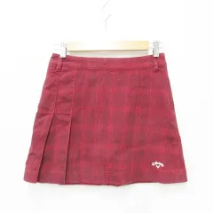 キャロウェイ CALLAWAY スカート ゴルフ スポーツウェア プリーツ ストレッチ チェック柄 赤 黒 レッド ブラック M