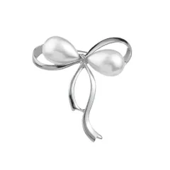 ブローチ おしゃれ コサージュ 結婚式 フォーマル お洒落 パール ピンブローチ 可愛い かわいい 金 銀 卒業式 スーツ 母 入学式 入園式 卒園式 親族 レディース 御洒落 (リボン, シルバー) [シルバー] [リボン]