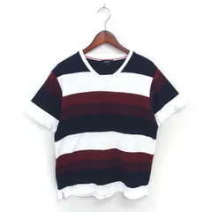 ビームスハート BEAMS HEART Tシャツ カットソー ボーダー Vネック 綿 コットン 半袖 L ホワイト ネイビー 白 紺 /TT