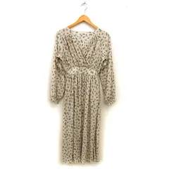 レイカズン Ray cassin フレア 花柄 ワンピース ロング ギャザー 透け感 長袖 F ベージュ /NT15