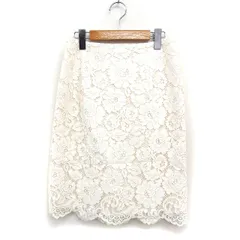 ナチュラルビューティーベーシック NATURAL BEAUTY BASIC レース タイトスカート ひざ丈 スリット M オフホワイト 白 /FT10