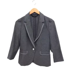 エスプリミュール ESPRITMUR テーラードジャケット シングル 7分袖 配色ライン 麻混 9 チャコールグレー /FT6