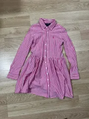 ポロラルフローレン キッズ ピンク ストライプ ロング ワンピース 8-10 M