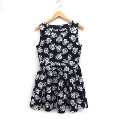 アズノウアズ as know as フラワージャガード ワンピース ミニ ノースリーブ フレア ※ ネイビー 紺 /FT39