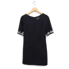 レディ Rady ビジュー装飾 ワンピース ドレス 5分袖 ミニ 無地 S ブラック 黒 /FT29