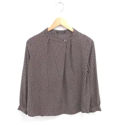 ユナイテッドアローズ UNITED ARROWS Closet story ブラウス カットソー バンドカラー 総柄 薄手 長袖 ブラック ベージュ 黒 茶 /TT