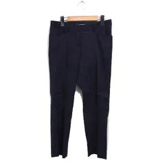 セオリーリュクス theory luxe ストライプ テーパードパンツ センタープレス リネン 麻 38 ネイビー 紺 /FT35