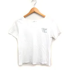 23区 オンワード樫山 ロゴプリント Tシャツ カットソー 半袖 Vネック コットン 綿 44 オフホワイト 白 /FT34
