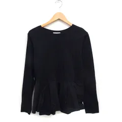 オペークドットクリップ OPAQUE.CLIP 裾素材切替 カットソー Tシャツ 長袖 丸首 ペプラム 無地 コットン 綿 40 L ブラック 黒 /FT47