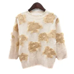 ビーミングバイビームス B:MING LIFE STORE by BEAMS ニット セーター 花柄 長袖 フリンジ F ライトベージュ /MN