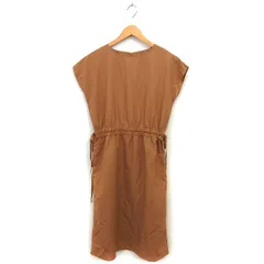 ロペピクニック ROPE Picnic タグ付き ワンピース フレア ロング ドローストリング フレンチスリーブ ボートネック 半袖 38 キャメル /NT25