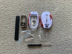 【新品未使用】メルセデスベンツＡＭＧ 　レッド&ホワイト　ボタン2個バックルＢ2スマートリモートキーケース キーカバー キーホルダー CYS1218Q494