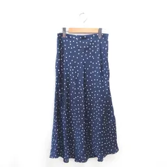 ミラオーウェン Mila Owen フレア スカート ロング ドット 薄手 サイドジップ 1 ネイビー ホワイト 紺 白 /TT1