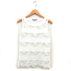 エムプルミエ M-Premier レース ブラウス ボーダー ノースリーブ 透け感 ボートネック 36 オフホワイト /NT12