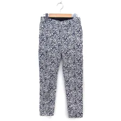 マカフィー MACPHEE トゥモローランド ペイズリー柄 イージーパンツ ストレート コットン 綿 プリント 36 紺 ネイビー /NT2