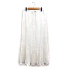 ザラ ZARA ヘムフレア スカート ロング カットワークレース XS オフホワイト 白 /FT14