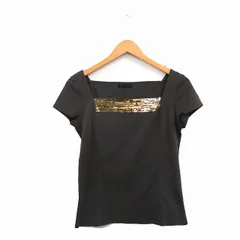 モガ MOGA カットソー Tシャツ 半袖 スクエアネック スパンコール 3 チャコールグレー /KT36