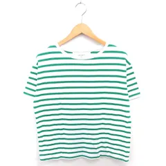 ハートマーケット Heart market Tシャツ カットソー ボーダー ボートネック 半袖 FREE 白 緑 ホワイト グリーン /TT13