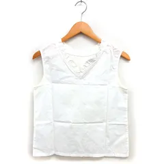 イエナ IENA フリル ブラウス ノースリーブ コットン 綿 透け感 リネン混 オフホワイト /NT20