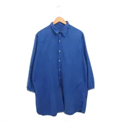 シャツワンピ ワンピース ミモレ丈 ロング 薄手 ステンカラー 長袖 ブルー 青 /TT N