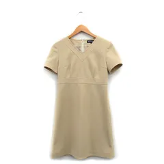 ロペ ROPE ワンピース 半袖 Vネック 膝丈 シンプル M ベージュ /KT12