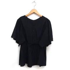 アズールバイマウジー AZUL by moussy ノーカラー ペプラム ブラウス ドローストリング 透け感 フレアスリーブ 五分袖 M 黒 ブラック /NT3