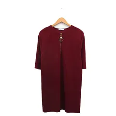 ザラ ZARA ワンピース 五分袖 ミニ シンプル S ワインレッド 赤 /KT9