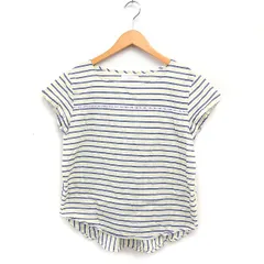 エニィスィス エニシス anySiS ボーダー ブラウス 半袖 ハシゴレース コットン 綿 3 グレー イエロー 黄 /FT20