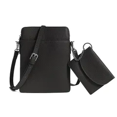 【新品】 [imeetu] スマホポーチ スマホショルダー 斜めがけ 本革 薄型 取り外し可能な小銭入れ付き スマホポシェット スマホ バッグ レディース 軽量 スリム シンプル カジュアル おしゃれ（ブラック） 0