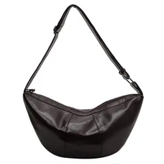 【新品】 [MYSKUFT] ショルダーバッグ ホーボーバッグ ラウンドショルダー レディース 斜め掛け ワンショルダー ボディ ミニバッグ メッセンジャー 三日月型 PUレザー (ダークブラウン) 1