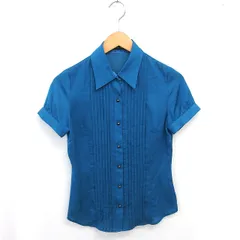 メイソングレイ MAYSON GREY シャツ ブラウス ステンカラー プリーツ 半袖 2 ターコイズブルー /TT