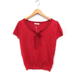 プロポーション ボディドレッシング PROPORTION BODY DRESSING タグ付き 半袖 ニット セーター リボンネック 無地 コットン 綿 3 レッド 赤 /FT40