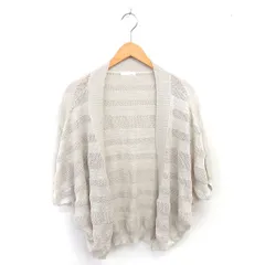 インデックス INDEX カーディガン ニット ボーダー 透け編み ラメ 半袖 M ライトベージュ 薄茶 /TT