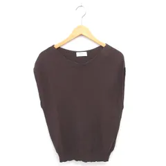 オペークドットクリップ OPAQUE.CLIP ニット セーター ボートネック 薄手 無地 シンプル ノースリーブ 38 M 茶 ブラウン /TT