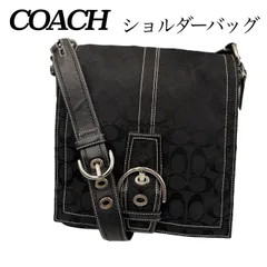 美品✤希少【COACH／コーチ】ショルダーバッグ／クロスボディ　シグネチャー キャンバス ブラック（黒）0308