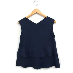 ロペピクニック ROPE Picnic フリル ペプラム バックボタン ブラウス ノースリーブ 無地 38 ネイビー 紺 /FT1