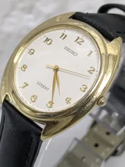 SEIKO LUCENT 5E21-6E50 腕時計 セイコー 稼働品 メンズ ゴールド バンド新品