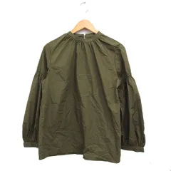 セレクトモカ select MOCA ボリュームギャザースリーブ ブラウス 長袖 バンドカラー 無地 F カーキ /FT47