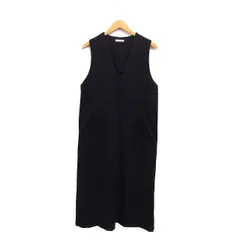 クラシカルエルフ CLASSICAL ELF ポケット付き Vネック ワンピース ロング丈 ノースリーブ タイト 無地 M ブラック 黒 /FT3