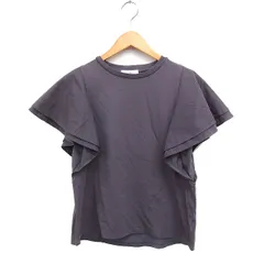 エニィファム anyFam フラッタースリーブ カットソー Tシャツ 丸首 無地 コットン 綿 2 グレー 灰 /FT11