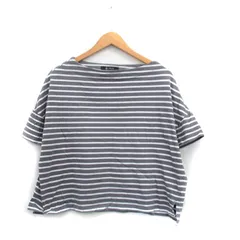 ナノユニバース nano universe カットソー Tシャツ 半袖 コットン ボーダー F グレー 灰 /KT37