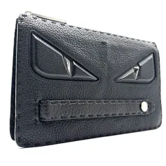 美品 FENDI フェンディ セレリア モンスター クラッチバッグ セカンドバッグ バグズアイ メンズ レディース レザー 本革 ブラック 黒 シボ革 7VA350